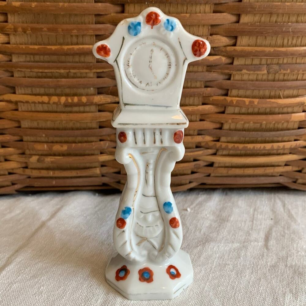 Miniature Vintage Porcelain Grandfather Clock Doll House Trinket Made In Japan